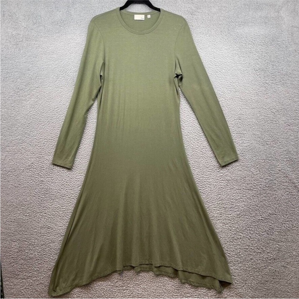 Aritzia Wilfred Free Women Green Bodycon Maxi Dress Long Sleeve Crew Neck L